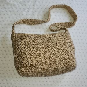 The SAK, Handcrafted Tan Crochet Shoulder Bag